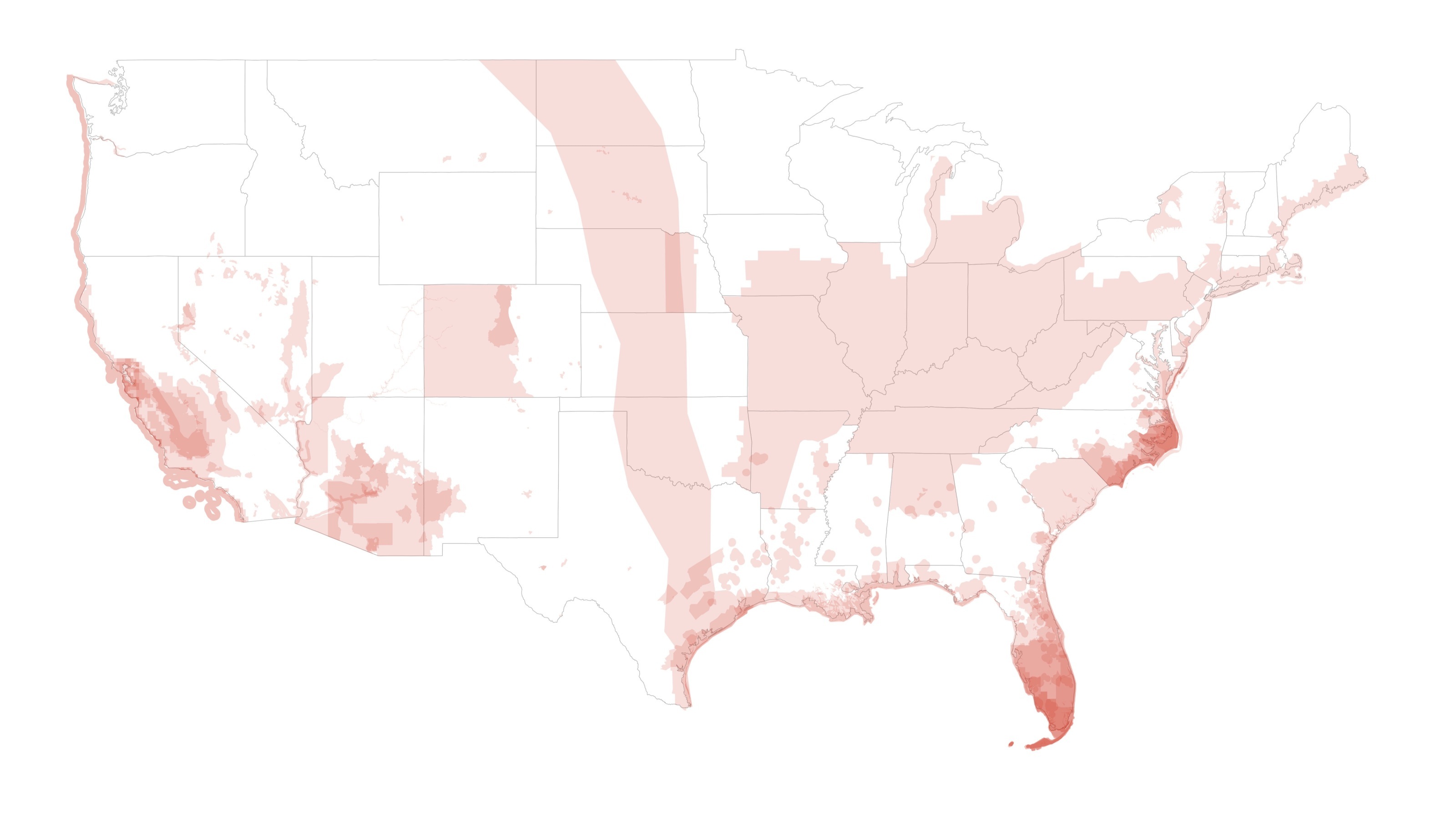 Map of cumulative listed-species habitats in 1970